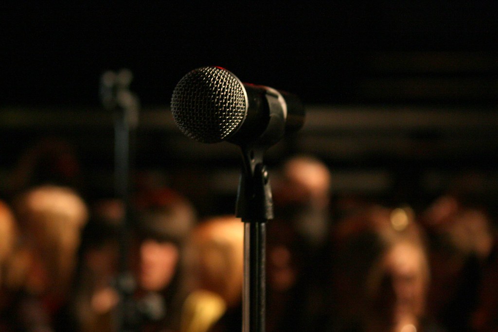 A vintage stage microphone