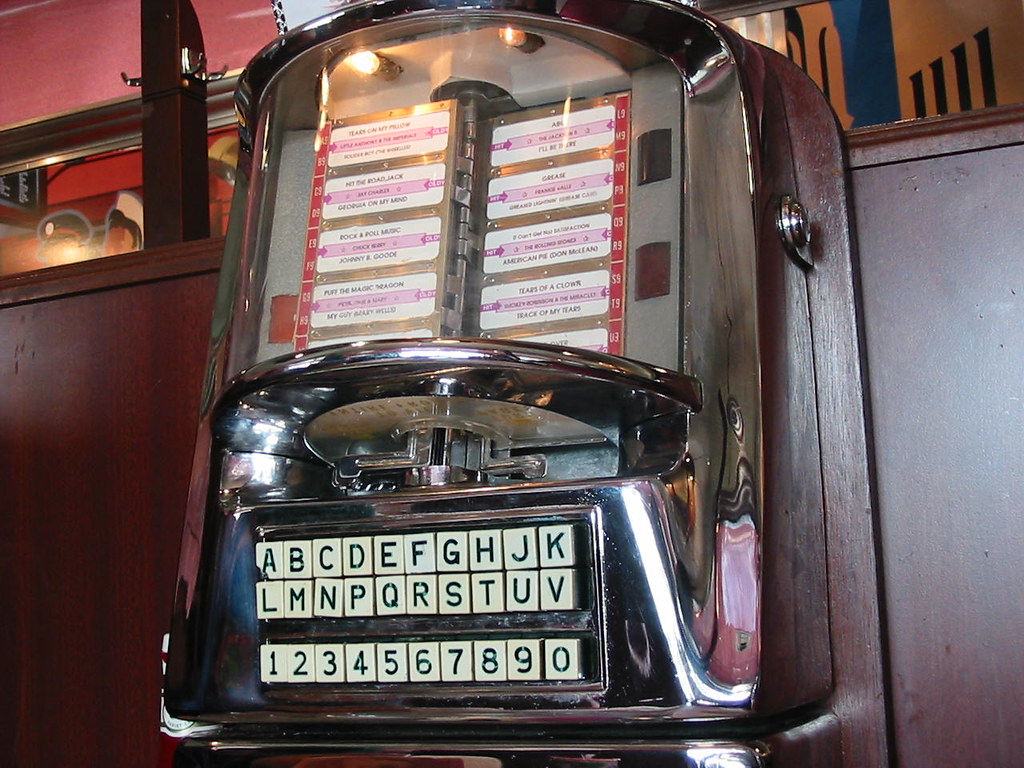 A classic diner jukebox from the golden age of rock and roll